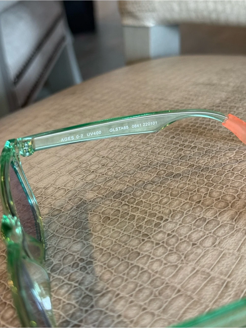 Baby Translucent Green Sunglasses with Orange straps